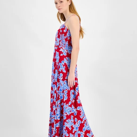 Tommy Hilfiger Red and Blue Floral Maxi Dress - Picture 3 of 4